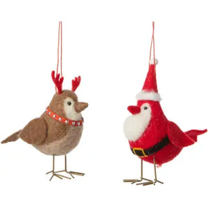 Reindeer and Santa Robin Ornaments