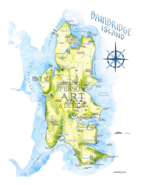 Elizabeth Person-Bainbridge Island Map Art Print