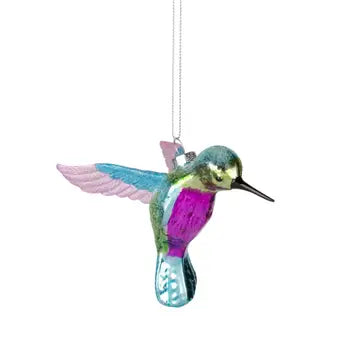 Glass Pastel Multicolor Hummingbird Ornament